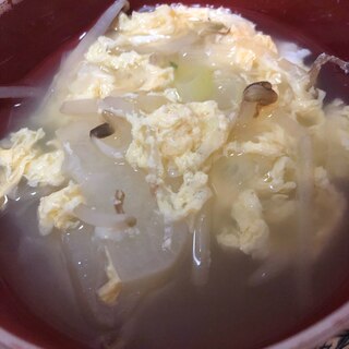 もやしと大根の卵入り中華スープ